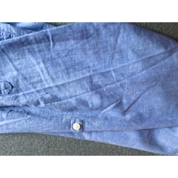 H&M button shirt Youth 14+ rounded collar long sleeves 3/4 roll up tab light - Picture 13 of 15